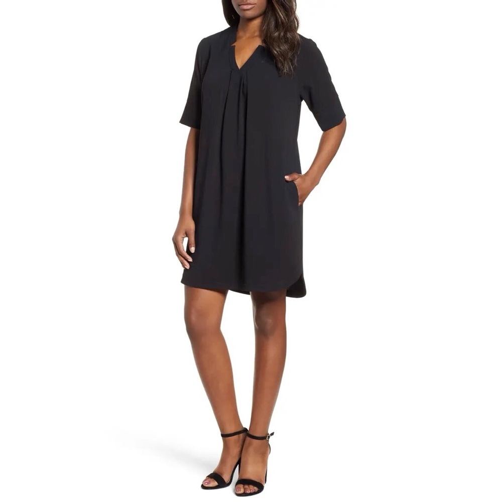 Nordstrom | Pleat Front Curved Hem Shirtdress